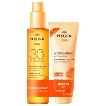 Huile solaire bronzante corps SPF 30 Nuxe - spray de 150ml + lait fraîcheur après-soleil 100ml offert