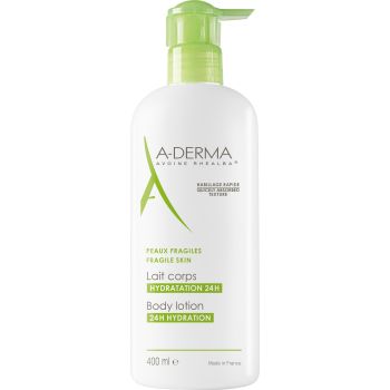 Lait corps hydratant A-Derma - flacon pompe de 400 ml