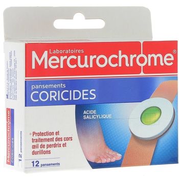 Pansements coricides Mercurochrome - Boite de 12 pansements