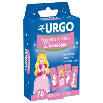Pansements protecteurs enfant princesse Urgo - boîte de 14 pansements 2,5 x 5,7 cm
