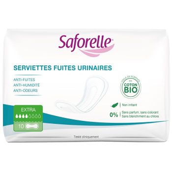 Serviettes fuites urinaires Extra Saforelle - sachet de 10 serviettes
