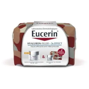 Trousse Hyaluron-Filler + 3x effect soin de jour tous types de peaux Eucerin - pot de 50ml + soin de nuit 20ml et trousse offerte