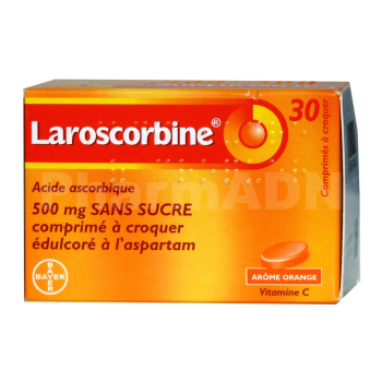Laroscorbine 500mg sans sucre - 30 comprimés à croquer