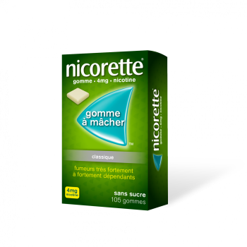 Nicorette 4mg sans sucre - 105 gommes à mâcher