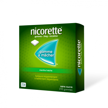 Nicorette 2mg menthe fraiche sans sucre gomme à mâcher - boite de 210 gommes