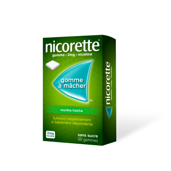 Nicorette 2mg menthe fraiche sans sucre gomme à mâcher - boite de 30 gommes