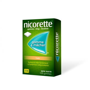 Nicorette 4mg fruits sans sucre - 105 gommes à mâcher