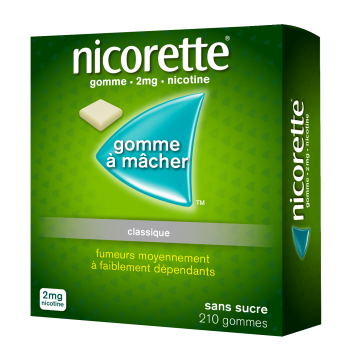 Nicorette 2mg sans sucre - 210 gommes à mâcher