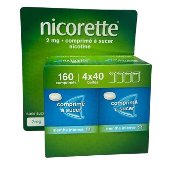 Nicorette 2 mg menthe intense comprimé à sucer - 4 boites de 40 comprimés