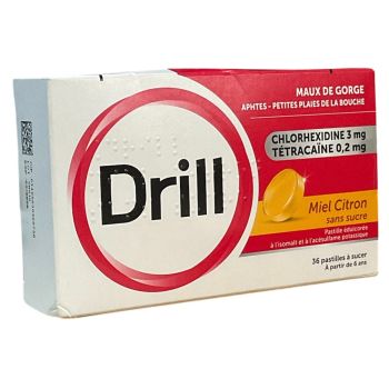 Drill miel citron sans sucre pastille à sucer - boite de 36 pastilles
