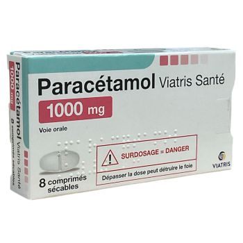 Paracétamol 1000mg Viatris - boite de 8 comprimés sécables