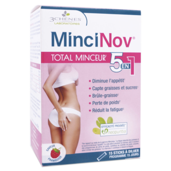 Mincinov total minceur 5 en 1 saveur framboise 3 chênes - Boite de 15 sticks