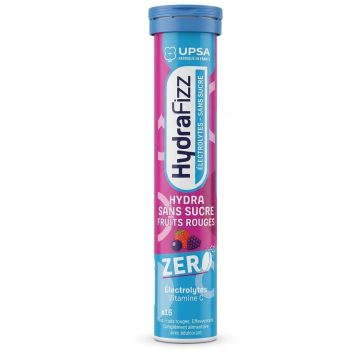 HydraFizz hydra sans sucre go&ucirc;t fruits rouges Upsa - tube de 16 pastilles effervescentes