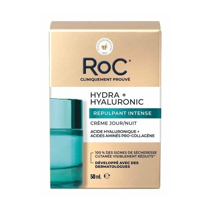 Hydra+Hyaluronic Crème jour/nuit repulpant intense RoC - pot de 50ml