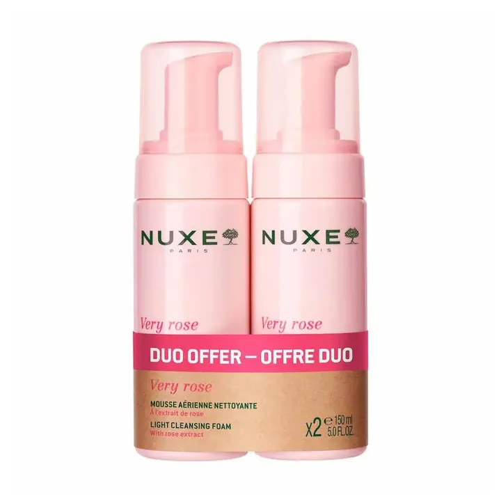 Very Rose Mousse aérienne nettoyante Nuxe - lot de 2 flacons-pompes de 150ml