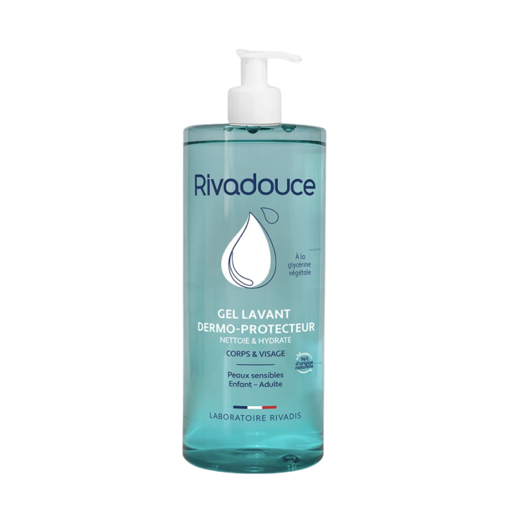 Gel lavant dermo-protecteur peaux sensibles Rivadouce - flacon-pompe de 1L