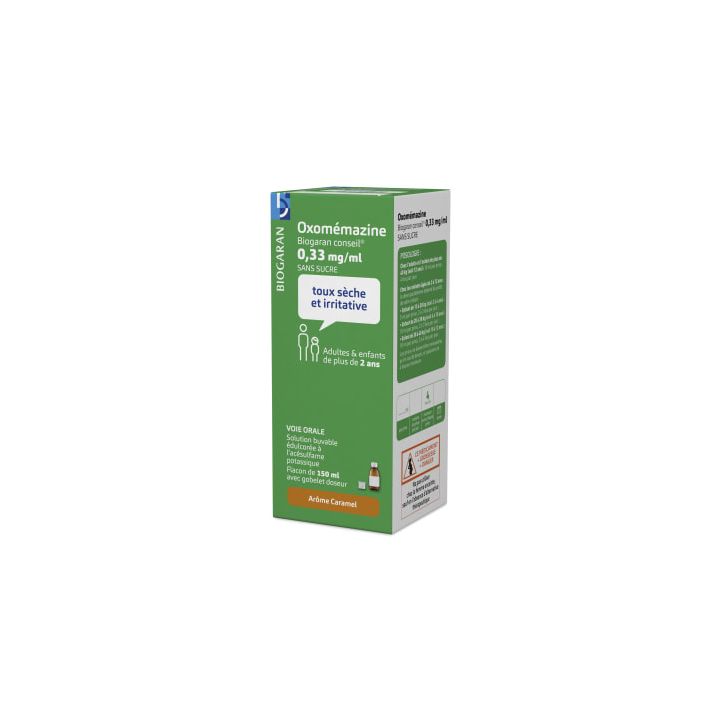 Oxomémazine 0,33mg/ml sans sucre Biogaran - flacon de 150ml