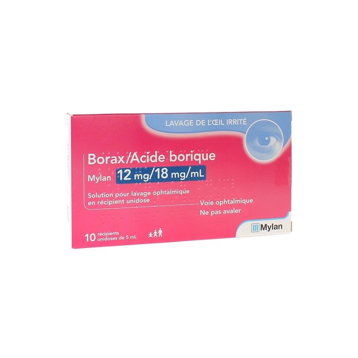 Borax/Acide borique Viatris solution pour lavage ophtalmique - boîte de 10 unidoses de 5ml