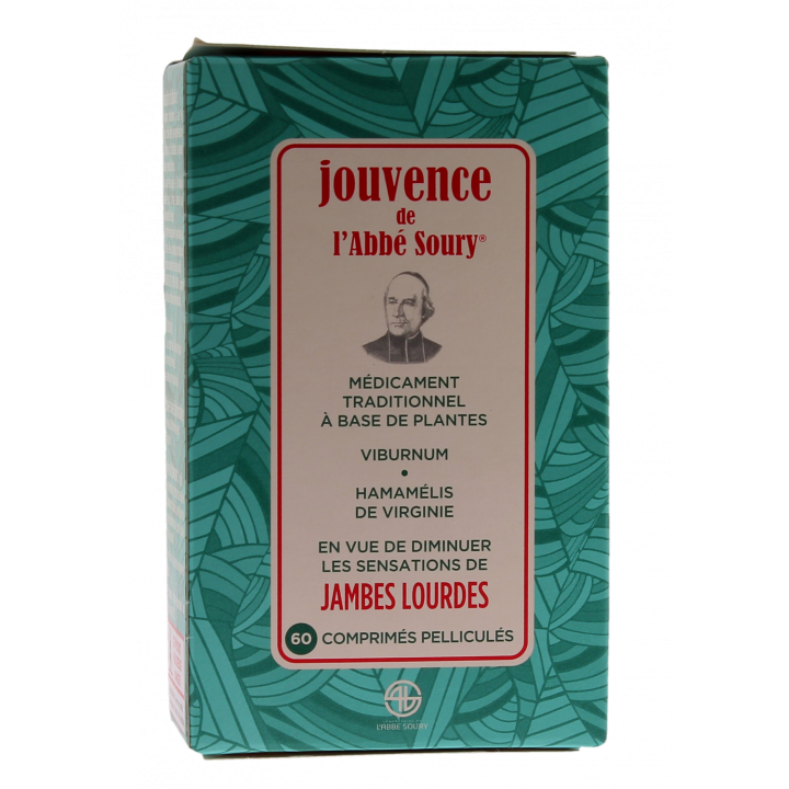 Jambes lourdes Jouvence de l'Abbé Soury - boîte de 60 comprimés pelliculés