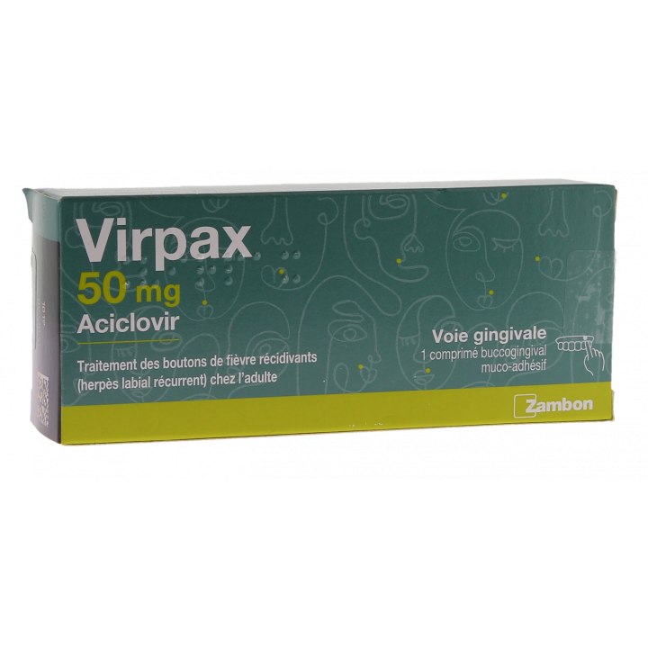Virpax 50mg aciclovir - boîte de 1 comprimé buccogingival