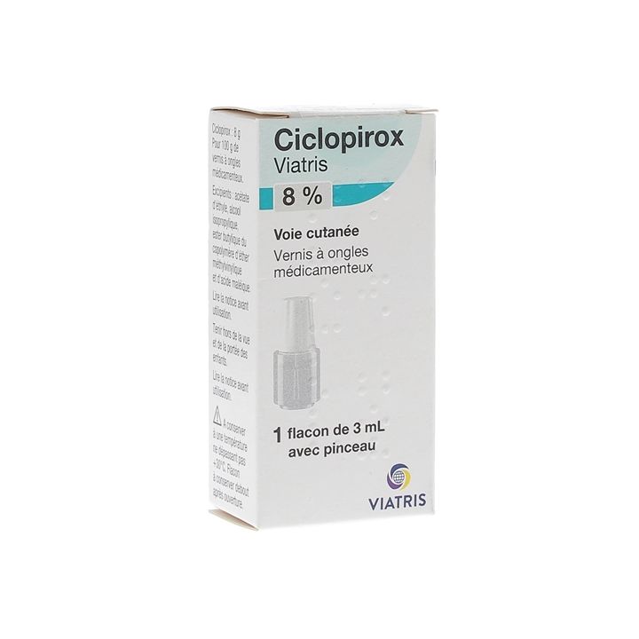 Ciclopirox 8% vernis à ongles Viatris - flacon de 3ml