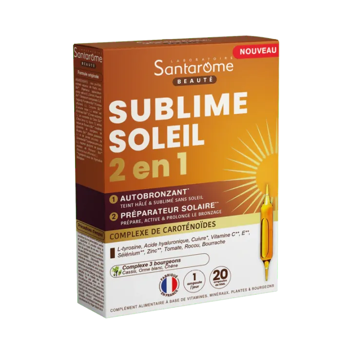 Sublime soleil 2en1 goût passion mangue Santarome - boite de 20 ampoules