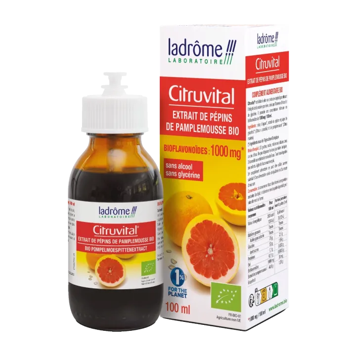 Citruvital extrait de pépins de Pamplemousse bio Ladrôme - flacon-pipette de 50ml