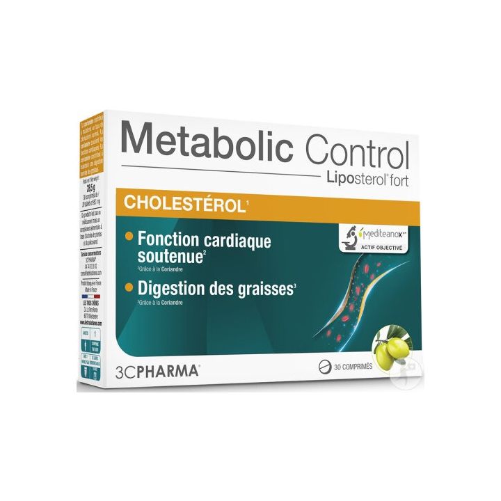 Metabolic Control cholestérol 3C Pharma - boîte de 30 comprimés