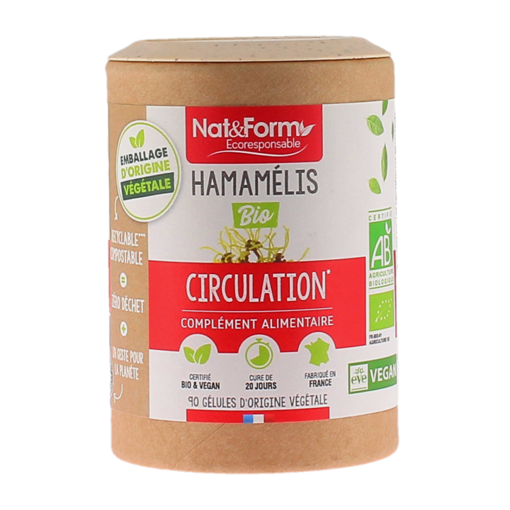 Hamamélis bio Circulation Nat&Form - pot de 90 gélules