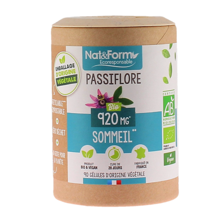Passiflore bio Sommeil Nat&Form - pot de 90 gélules