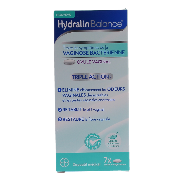Traitement vaginose bactérie triple action Hydralin Balance – 7 ovules