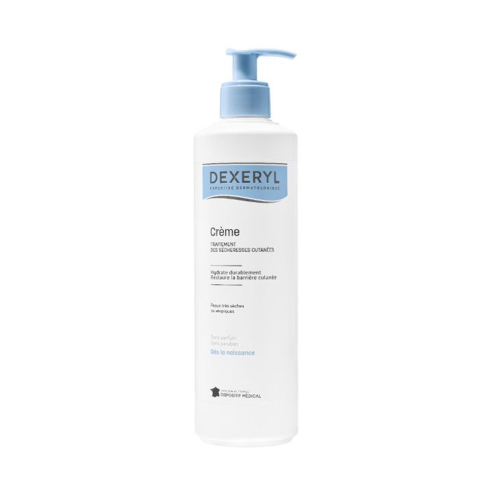 Dexeryl crème hydratante sécheresses cutanées peaux très sèches ou atopiques Pierre Fabre - flacon-pompe de 500g