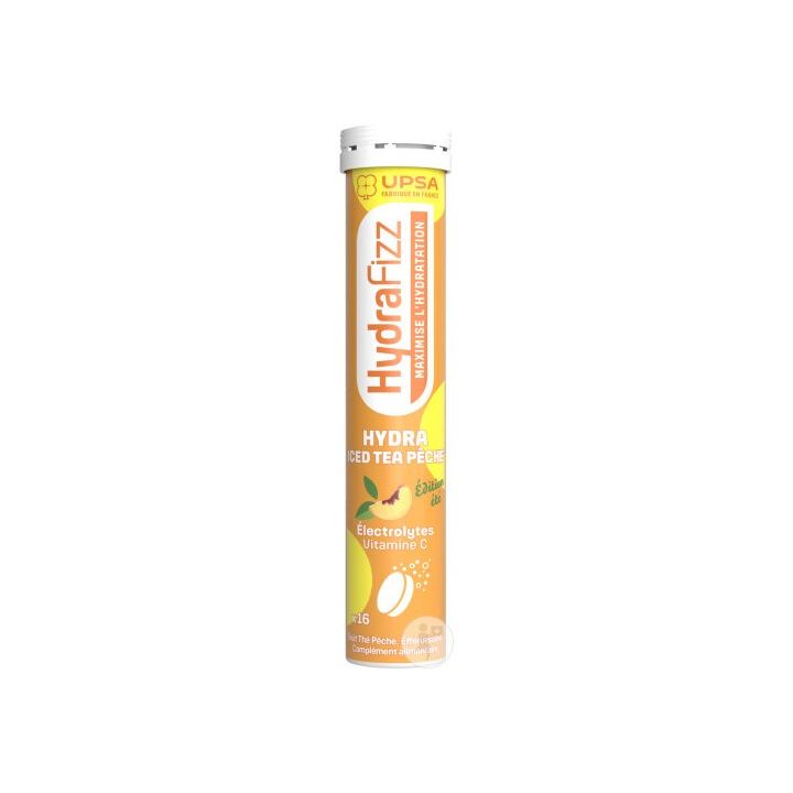 HydraFizz hydra goût iced tea pêche Upsa - tube de 16 comprimés effervescents