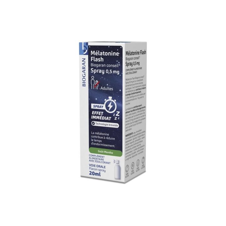 Mélatonine flash spray 0,5mg Biogaran - flacon spray de 20ml
