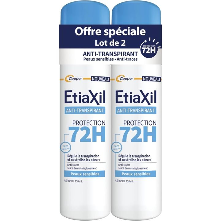 Etiaxil Déodorant anti-transpirant 72h Cooper - lot de 2 sprays de 150ml