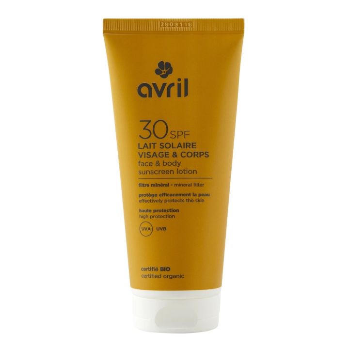 Lait solaire visage et corps SPF30 Avril - tube de 100ml