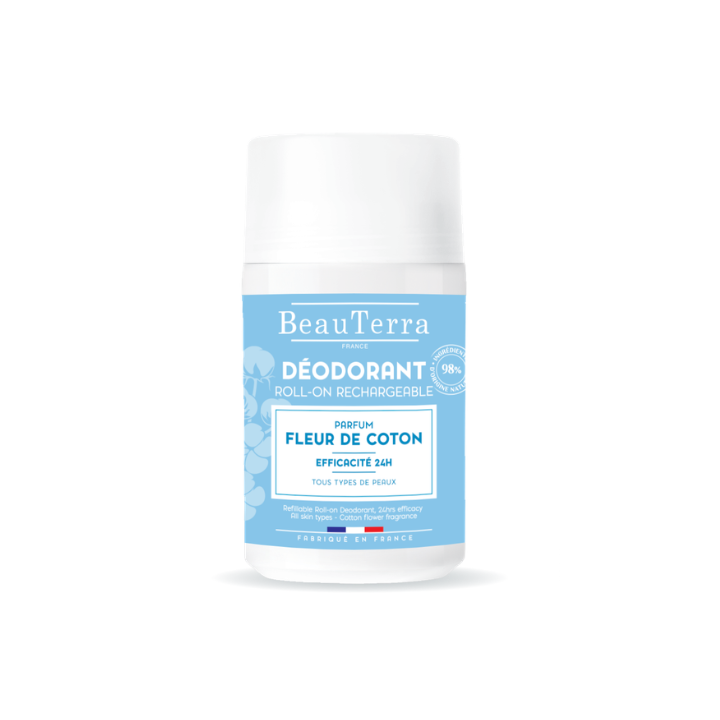 Déodorant Fleur de coton roll-on rechargeable Beauterra - 50ml