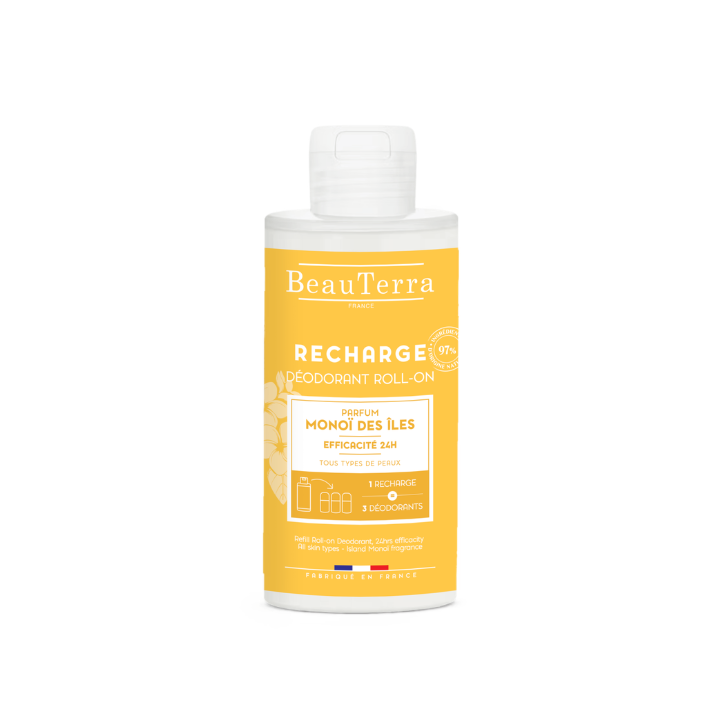 Recharge déodorant Monoï des îles roll-on Beauterra - flacon de 150ml