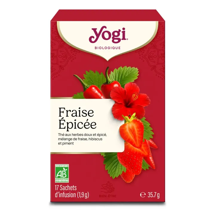 Fraise Épicée infusion douce et épicée bio Yogi - boite de 17 sachets
