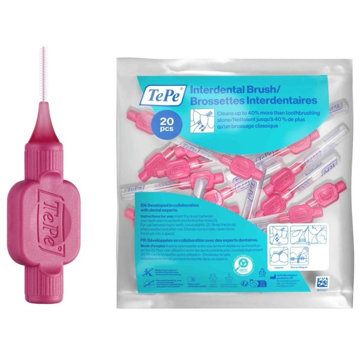 Brossettes interdentaires rose taille 0 (0.4 mm) TePe - sachet de 20 brossettes
