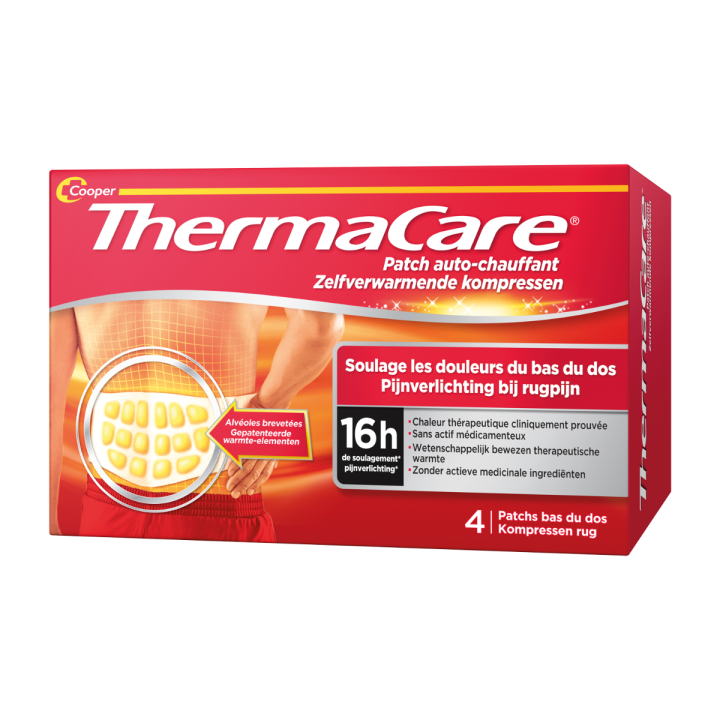 Thermacare patchs auto-chauffants pour le bas du dos Cooper - boîte de 2 patchs auto-chauffants