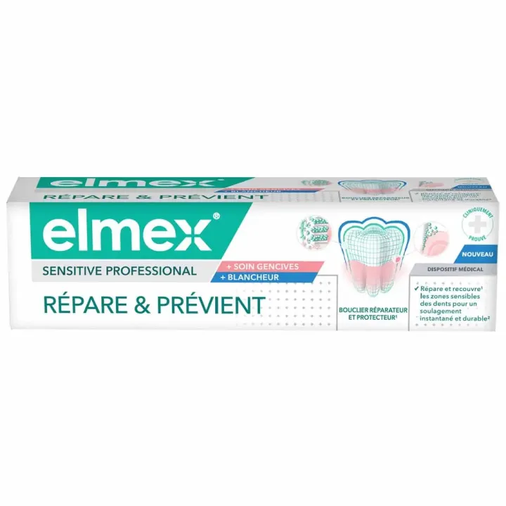 Sensitive professional dentifrice répare et prévient Elmex - un tube de 75ml