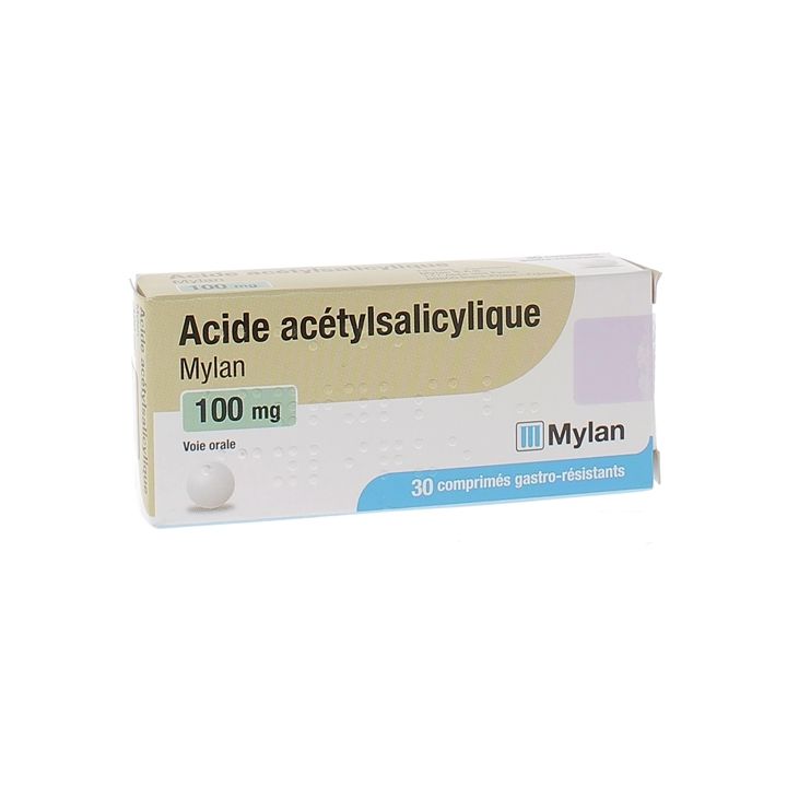 Acide Acétylsalicylique Mylan 100mg - boîte de 30 comprimés gastro-résistants