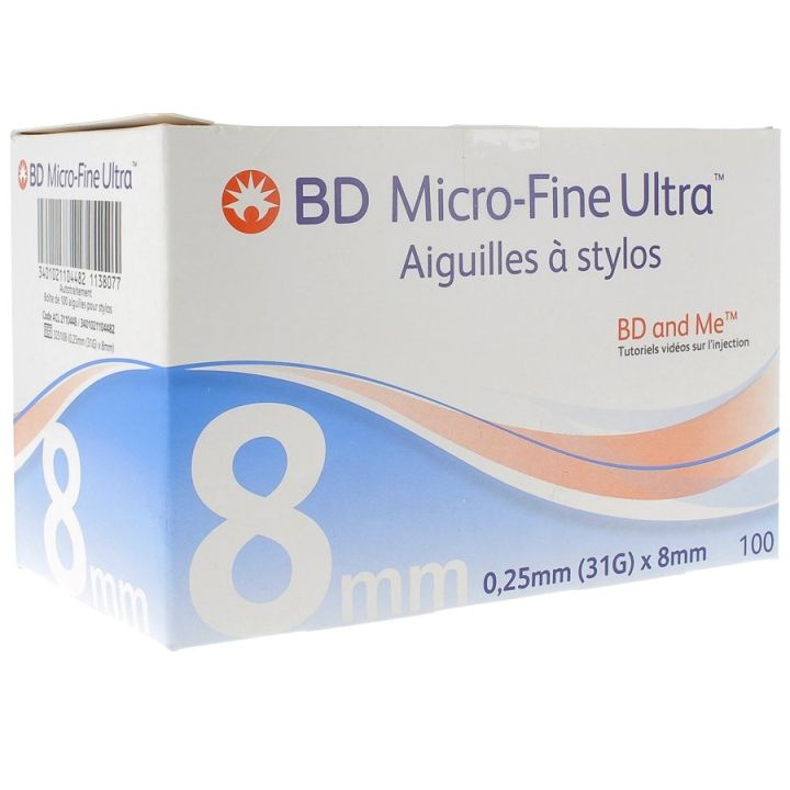 BD Micro-fine ultra aiguilles à stylos - 100 pièces de 8 mm