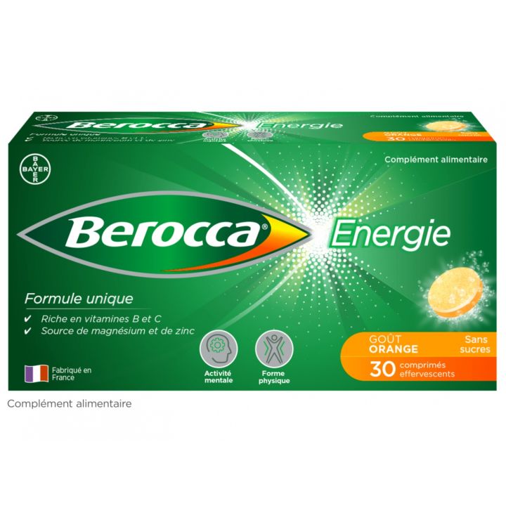 Berocca Energie Orange Vitamine B et C, magnésium et Zinc 30 comprimés effervescents