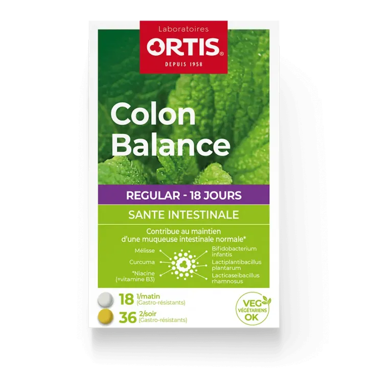 Colon balance regular santé intestinale Ortis - boite de 36 + 18 comprimés