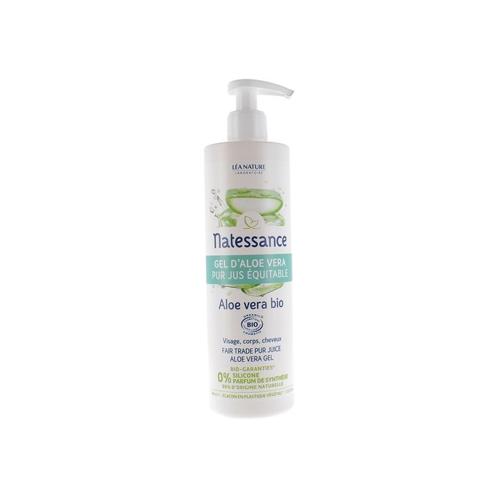 Gel d'aloe vera bio Natessance - flacon-pompe de 400 ml