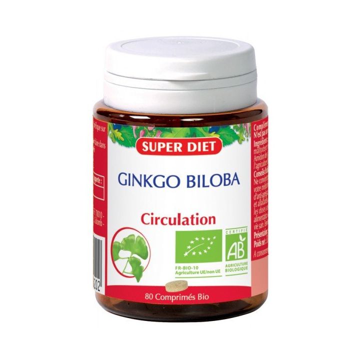 Ginkgo biloba bio Super Diet - pot de 80 comprimés