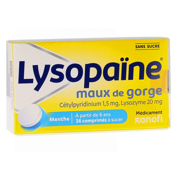 Lysopaïne sans sucre – 36 comprimés à sucer