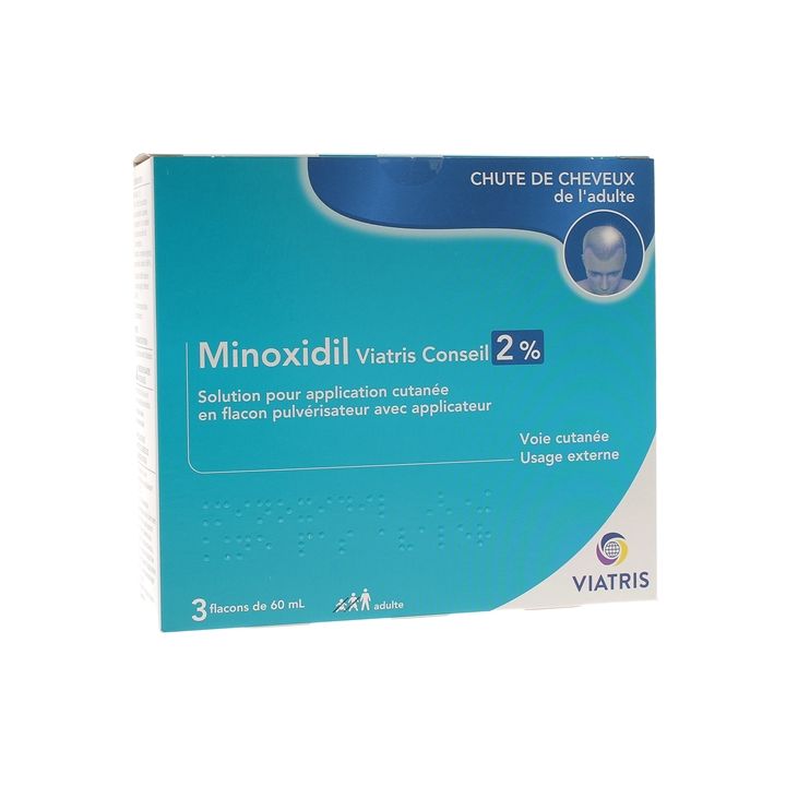 Minoxidil Viatris Conseil 2% - boite de 3 flacons de 60ml